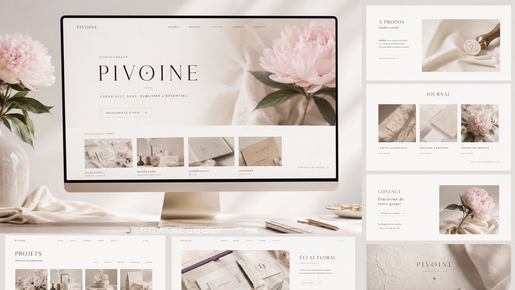 Visuel Studio Pivoine — branding créatif